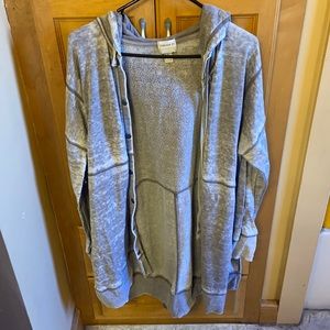 Hooded longline sweatshirt/cardigan